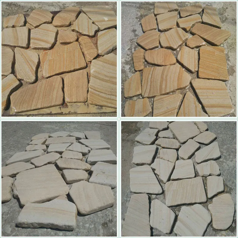 Beige Wood Sandstone Tumbled Flagstone