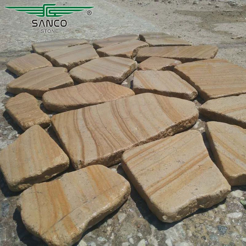 Beige Wood Sandstone Tumbled Flagstone