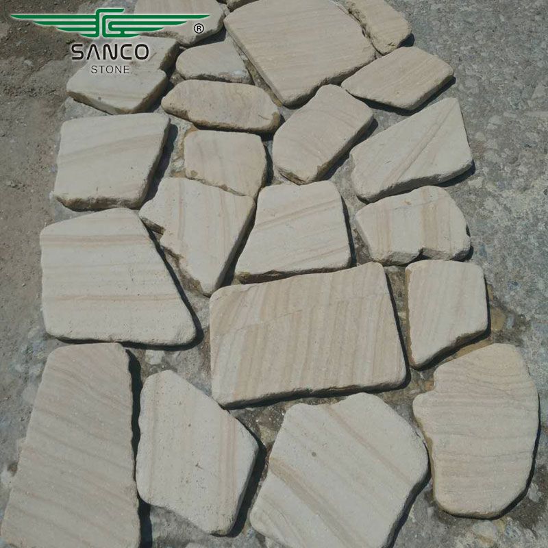 Beige Wood Sandstone Tumbled Flagstone