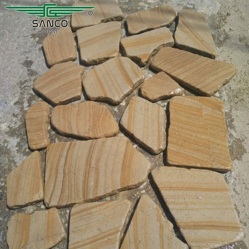 Beige Wood Sandstone Tumbled Flagstone