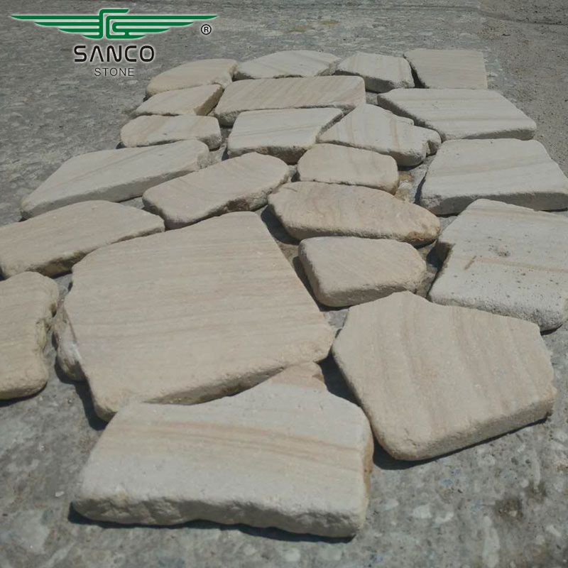 Beige Wood Sandstone Tumbled Flagstone