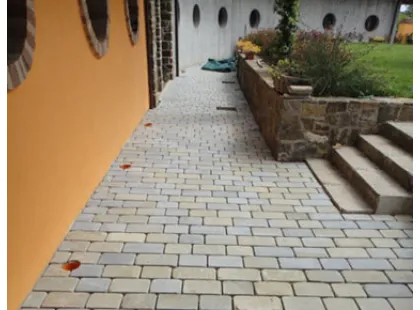 York Stone Patio Paved with Yorkstone Cobblestones