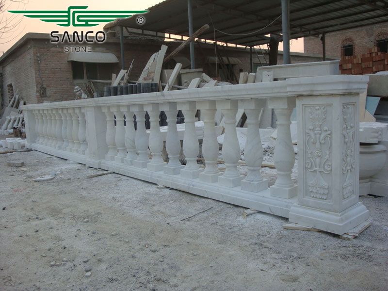 White Marble Stone Handrails with Lantern