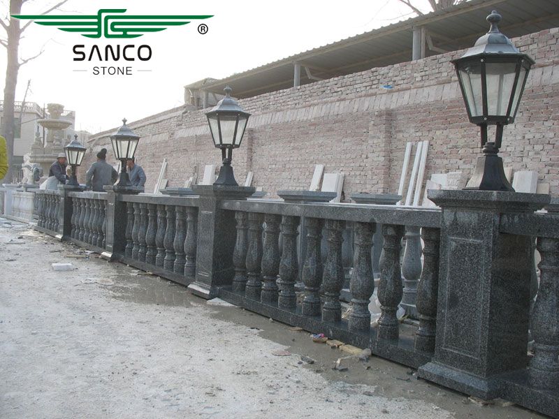 Gray Granite Outdoor Railings For Stone Steps