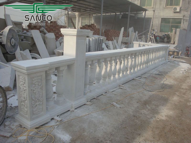 White Marble Stone Handrails with Lantern