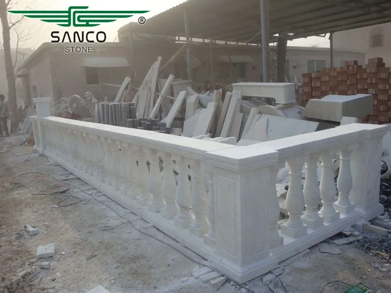 White Marble Stone Handrails with Lantern