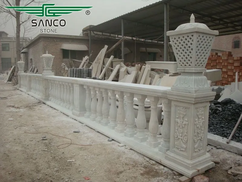 White Marble Stone Handrails with Lantern