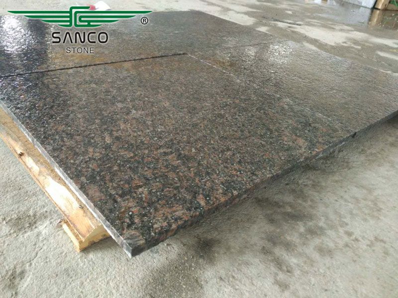 Dark Brown Granite Flamed Tiles