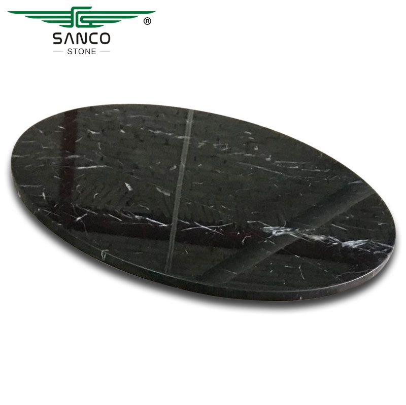 Nero Marquina Round Marble Coffee Table Top.