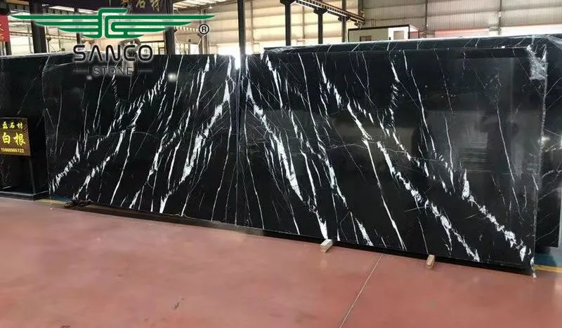 Symmetrical Marble Nero Marquina Marble Slabs