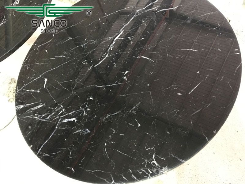 Nero Marquina Round Marble Coffee Table Top.