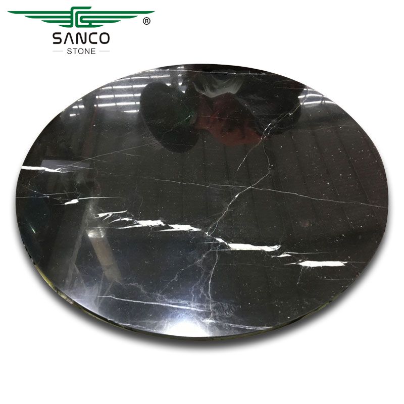 Nero Marquina Round Marble Coffee Table Top.