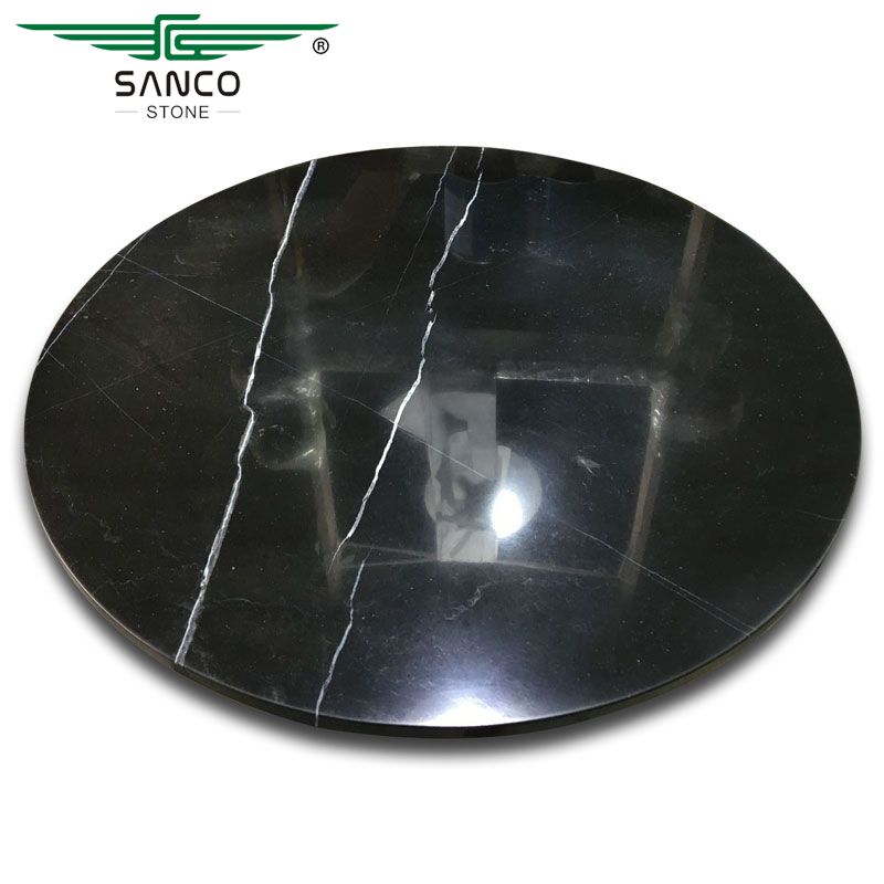 Nero Marquina Round Marble Coffee Table Top.