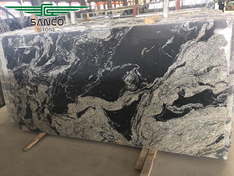 Fantasy Black Granite Slabs, Gang Saw Slabs