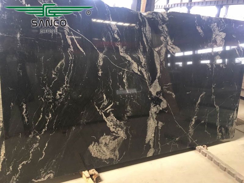 Fantasy Black Granite Slabs, Gang Saw Slabs