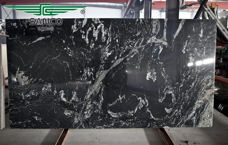 Fantasy Black Granite Slabs, Gang Saw Slabs