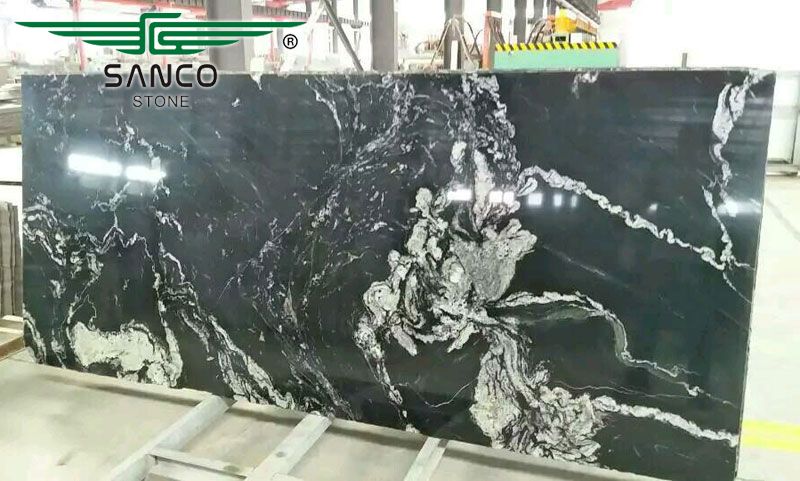 Fantasy Black Granite Slabs, Gang Saw Slabs