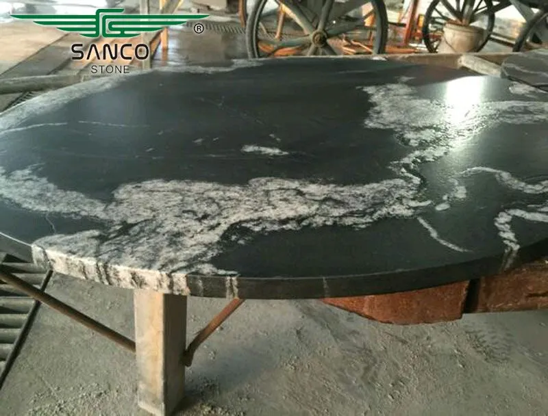 Fantasy Black Leathered Granite Coffee Table Tops