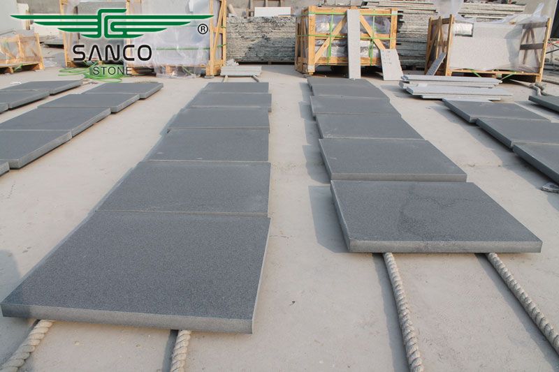 Hebei Black Granite Paving Stone Flamed Finish