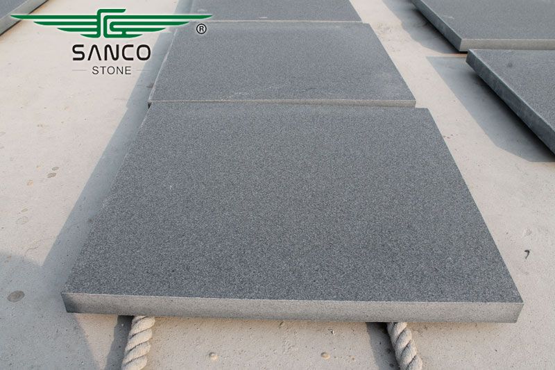 Hebei Black Granite Paving Stone Flamed Finish