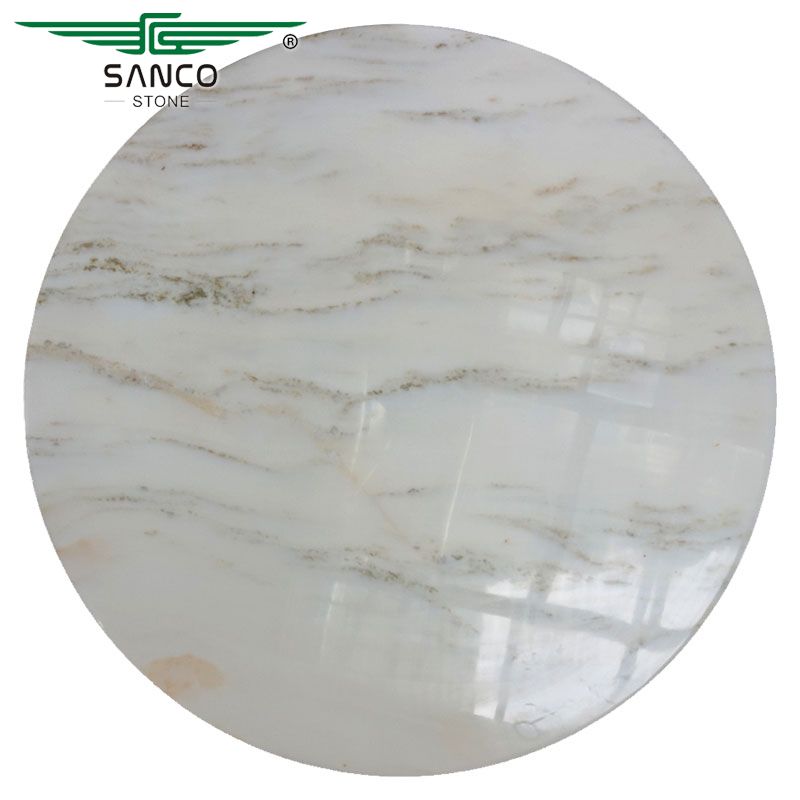 Chinese Landscape White Marble Dining Table Top