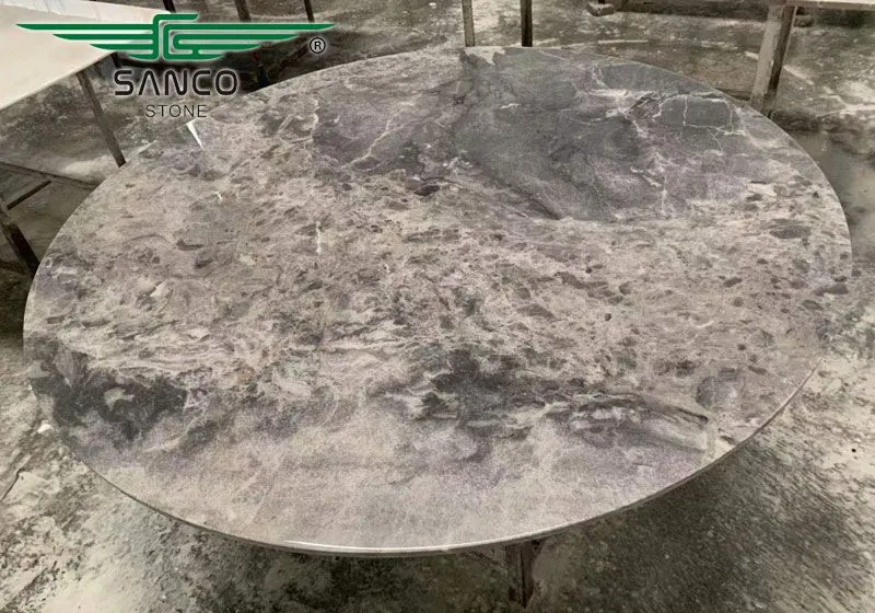 Castle Grey Marble Top Round Dining Table