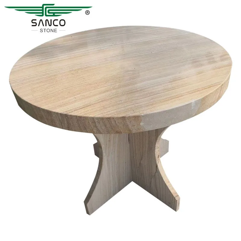 Beige wood Sandstone Table, Outdoor Table