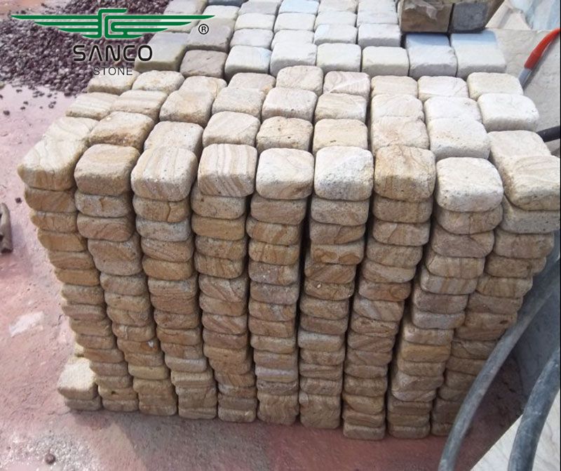 Beige Sandstone Cobblestone Pavers Tumbled