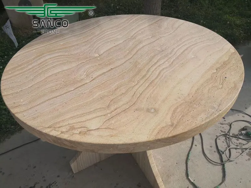 Beige wood Sandstone Table, Outdoor Table