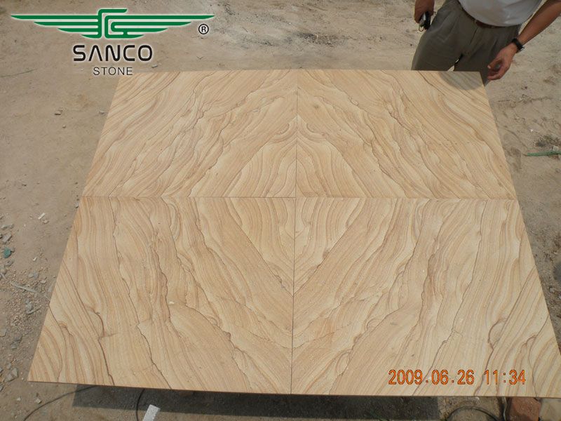 Bookmatched Beige Sandstone Slabs for Sale