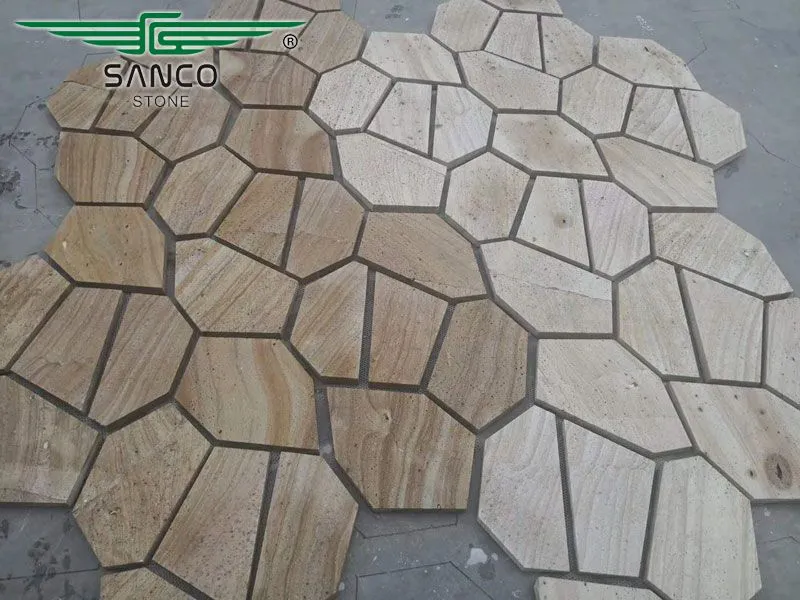 Wood Sandstone Flagstone Patio Irregular Shaped