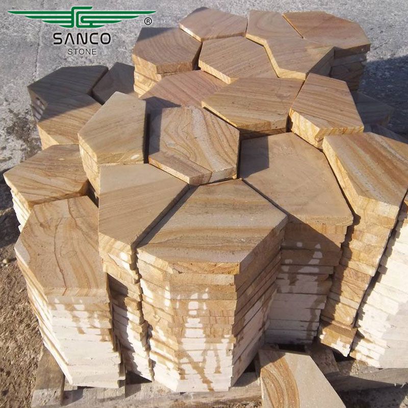 Wood Sandstone Flagstone Patio Irregular Shaped