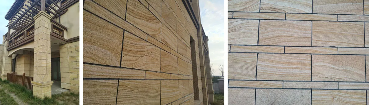 Villa Exterior Wall Decoration - Beige Wood Sandstone