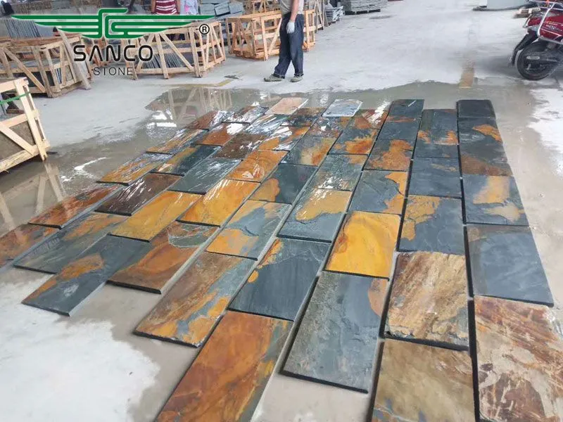 Rurty Slate Floor Tiles, Multicolor Slate Stone