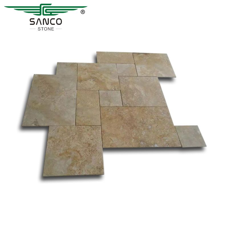 Cream Travertine Flooring Tiles French Pattern Mosaic