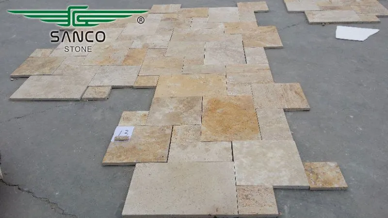 Cream Travertine Flooring Tiles French Pattern Mosaic