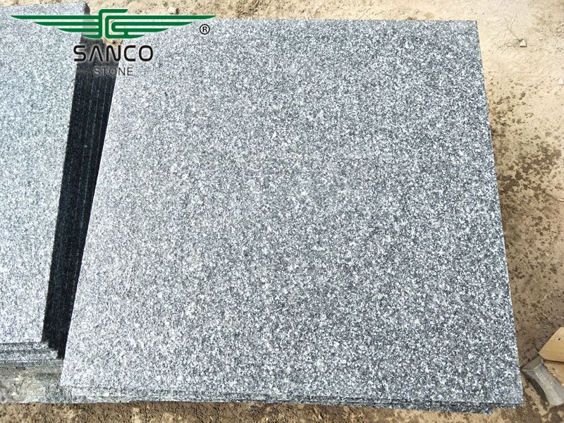 Cara Grey Granite Tiles Flamed Finish