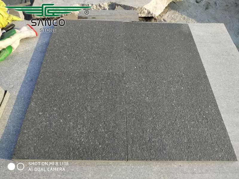 Flamed Black Granite Floor Tiles