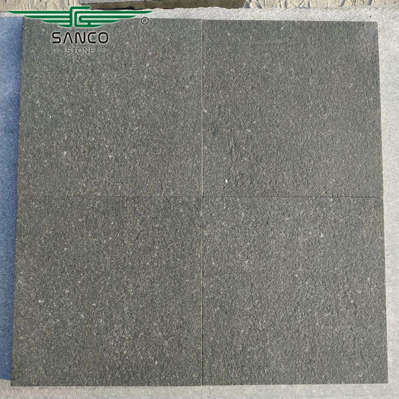 Flamed Black Granite Floor Tiles