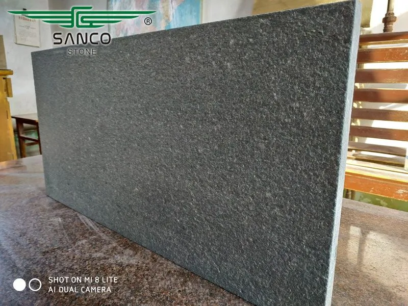 Flamed Black Granite Floor Tiles