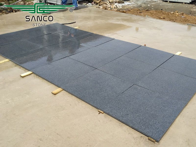 G654 Black Gray Granite Flamed Tiles