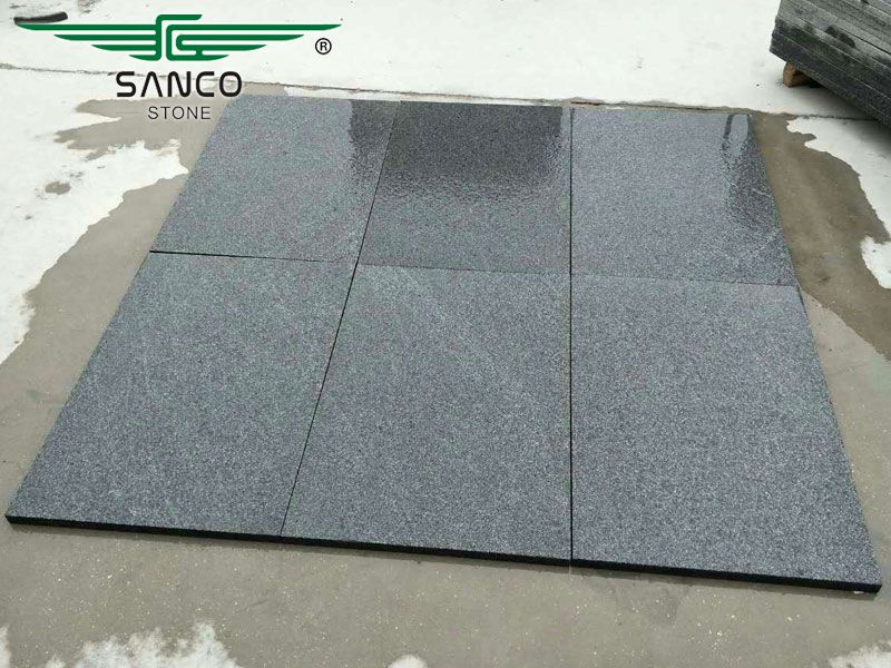 G654 Black Gray Granite Flamed Tiles