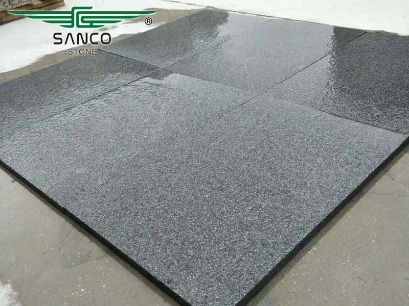 G654 Black Gray Granite Flamed Tiles