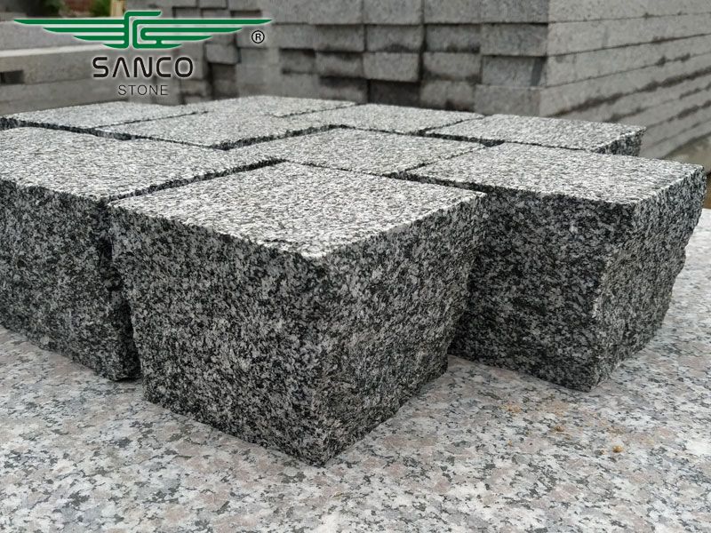 Very Cheap Dark Gray Granite Cobblestone Pavers