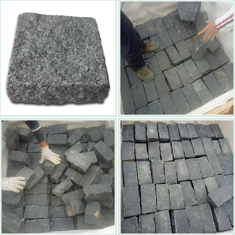 G654 Dark Grey Granite Cobbles Natural Split