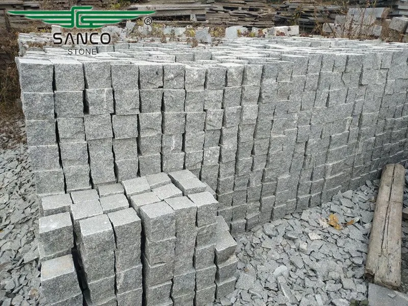 Medium Grey Granite Cobbles, Cube Stones