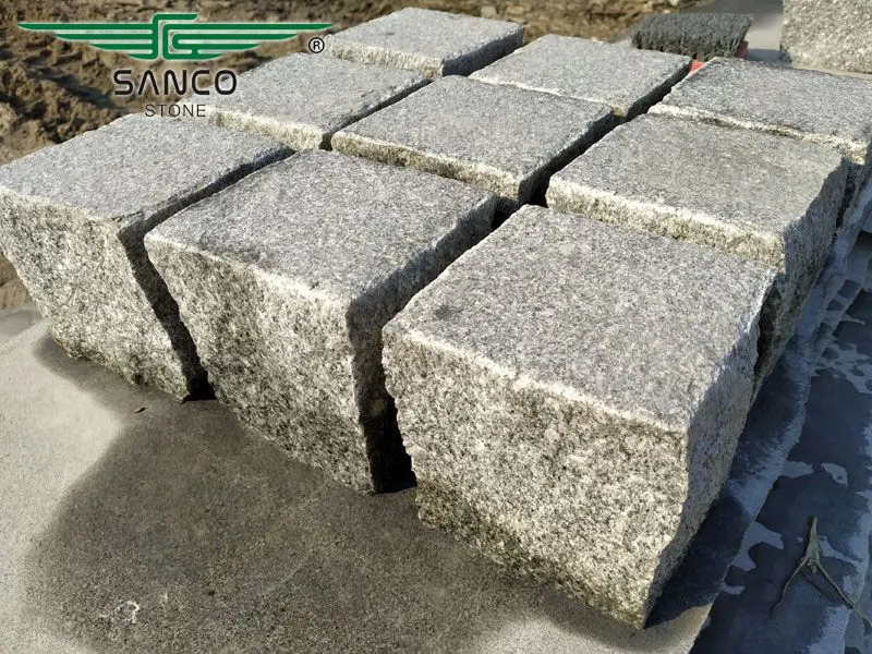 Medium Grey Granite Cobbles, Cube Stones