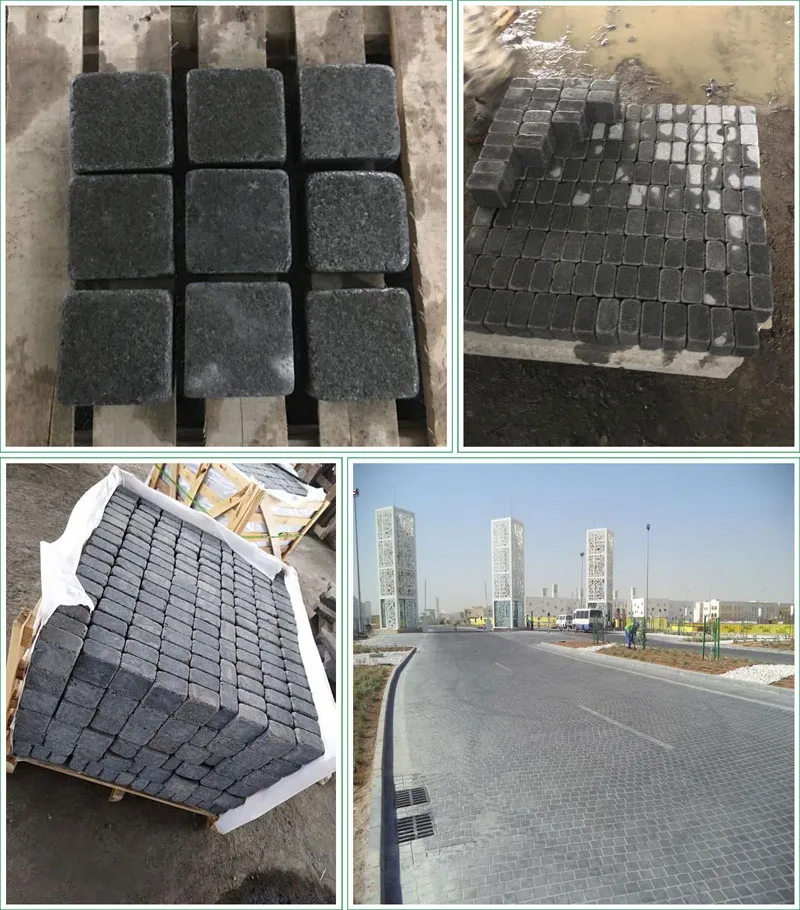 G684 Black Basalt 4&quot;x4&quot;x2&quot; Tumbled Paving Stone