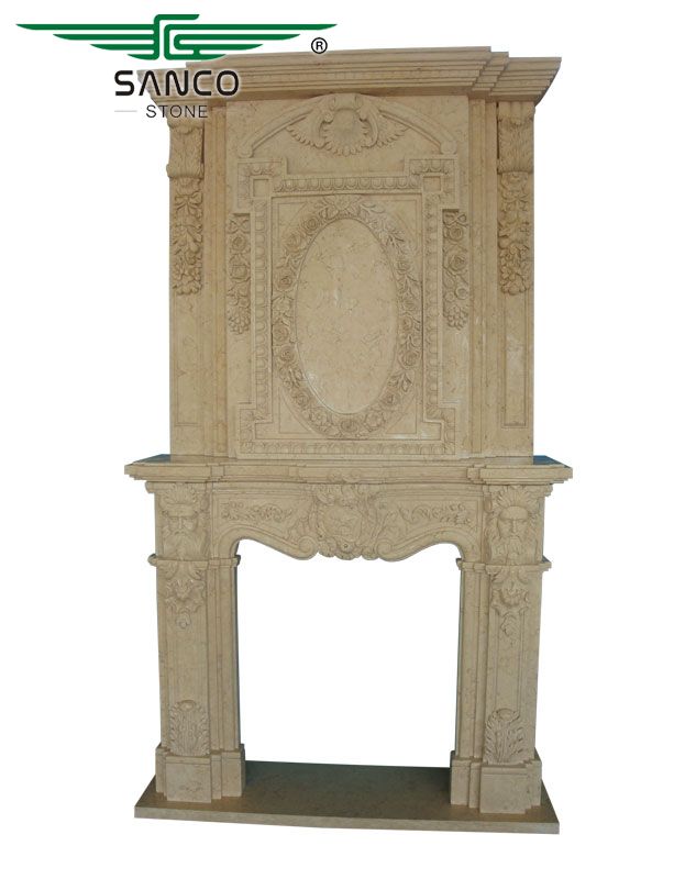 Large Size Decorative Marble Double Fireplace Mantel