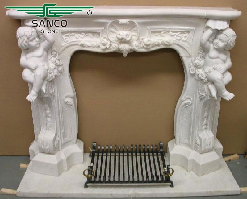 Customized Home Whtie Marble Mantel Fireplace